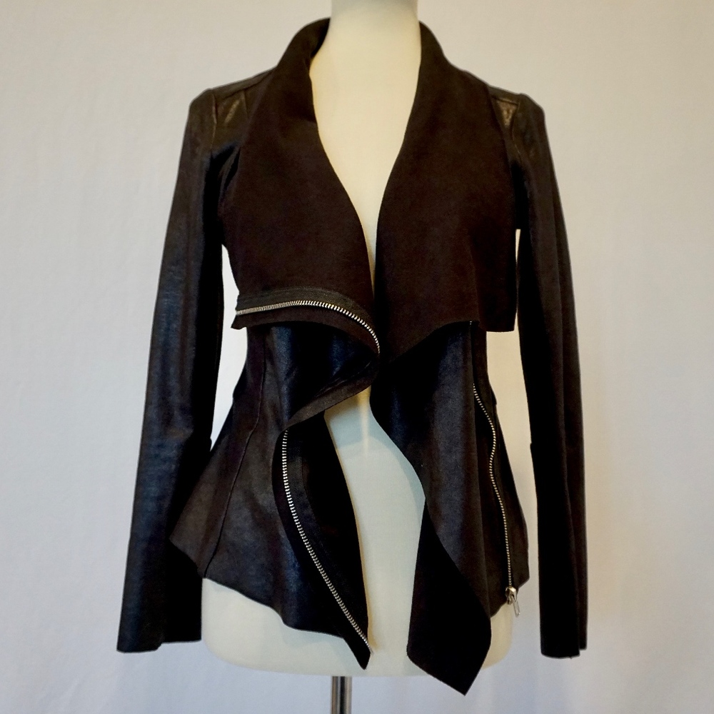 Angl Chic Drape Collar Black Jacket